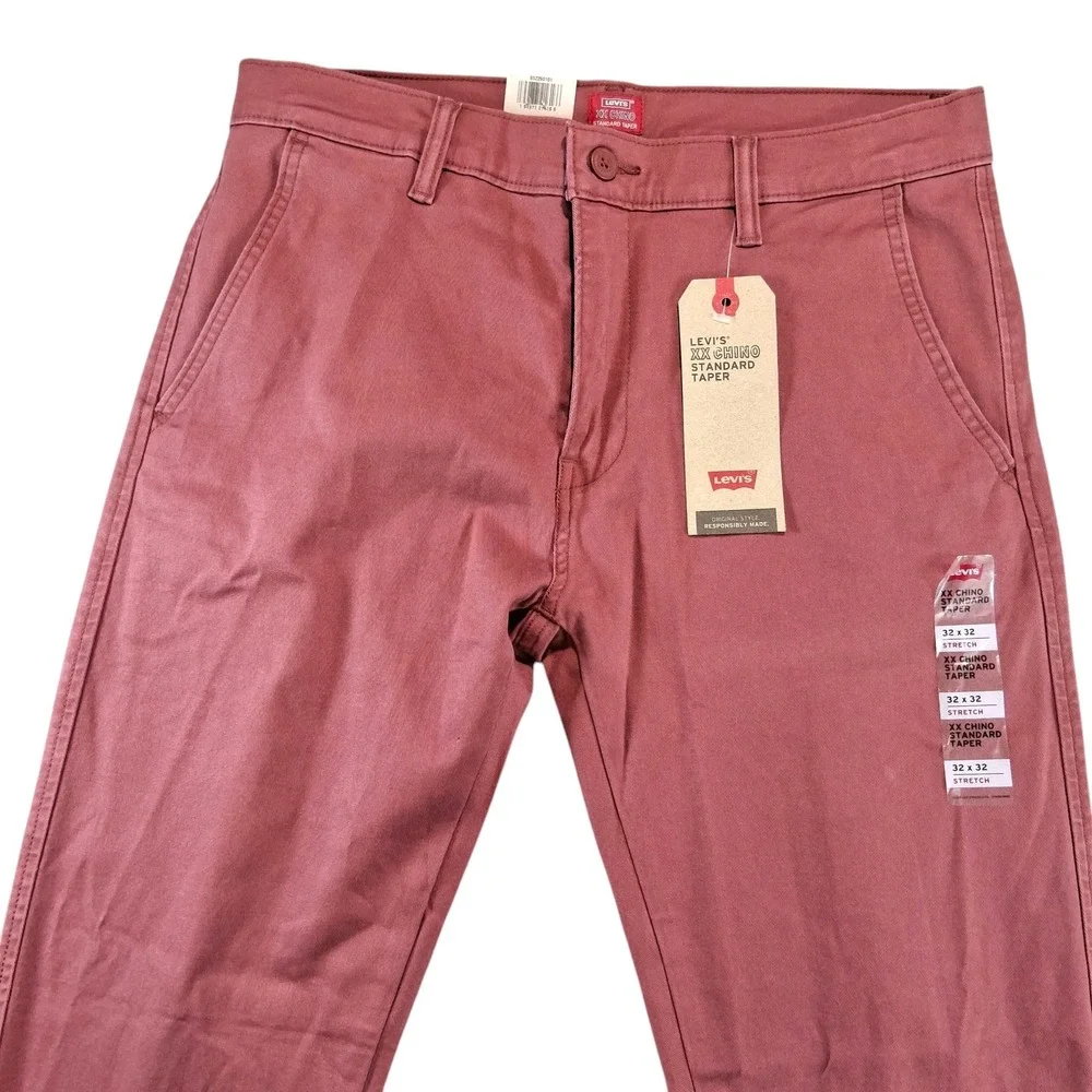 Levi's Men XX‎ Chino Standard Taper 32x32 Coral Red Stretch Twill Pants